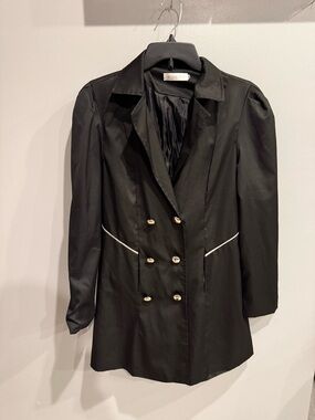 Black Double-Breasted Women's Blazer Jacket